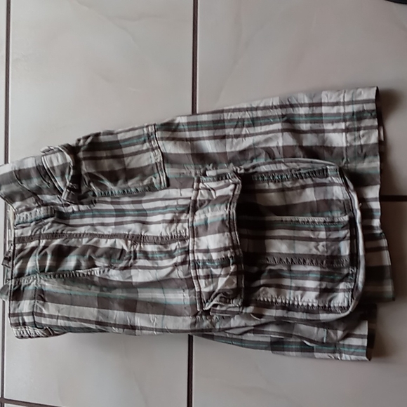 Mossimo Supply Co Men's Cargo Shorts Plaid Brown n Cream w Mint Stripe SZ 38 - Picture 8 of 16